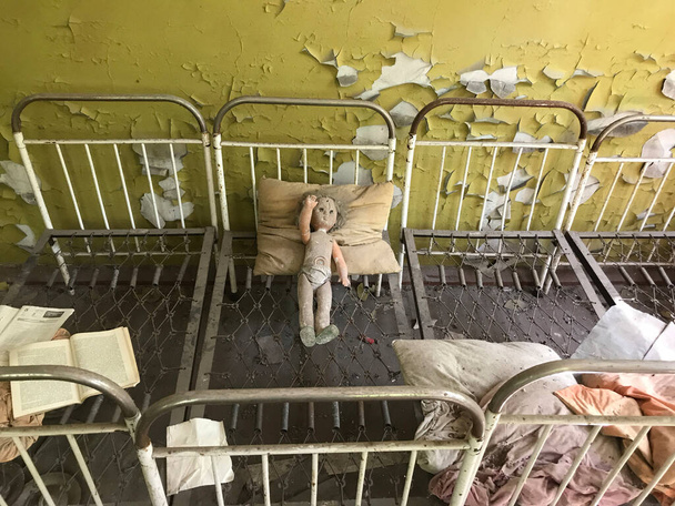 Abandoned school in Kopachi a village near Chernobyl Ukraine - Photo, Image