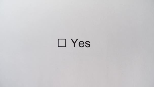 EVET işaretli anket formu. İnceleme onay kutusu seçimi EVET - Video, Çekim