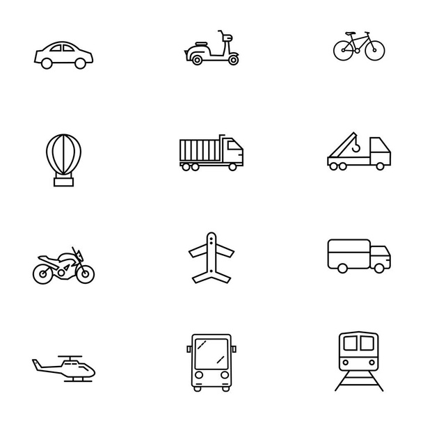 Conjunto de iconos de transporte estilo de esquema vectorial para su diseño
 - Vector, Imagen