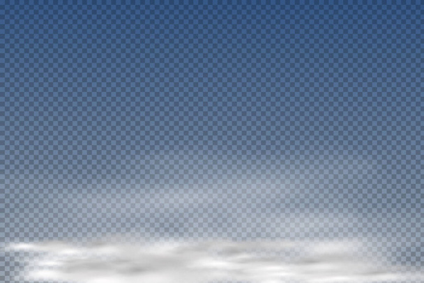 Nuages réalistes isolés et transparents, brouillard ou fumée sur fond bleu.Vecteur d'éléments graphiques. Forme vectorielle pour logo, web et impression. - Photo, image