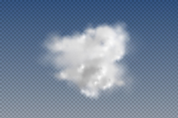 Reális elszigetelt és átlátszó felhők, köd vagy füst kék háttérben.Grafikus elem vektor. A vektor tervezési formája logó, web és print. - Fotó, kép