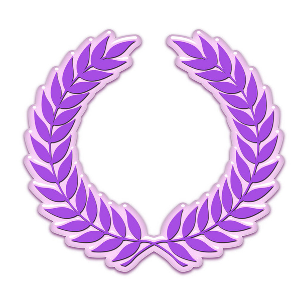An embossed laurel wreath symbol in purple - Photo, Image