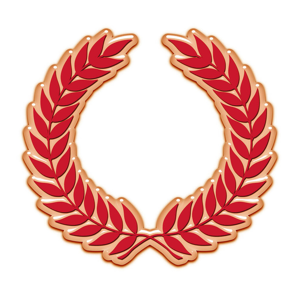 Een reliëf laurierkrans symbool in rood - Foto, afbeelding