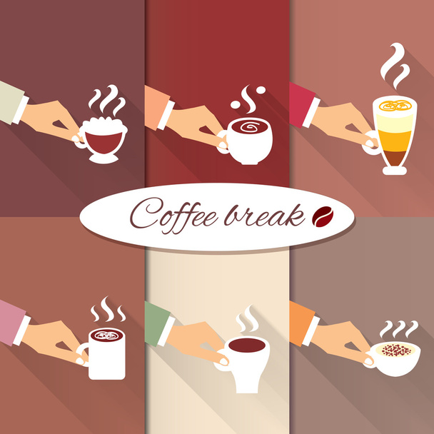 Business hands offering hot coffee drinks - Vector, Image