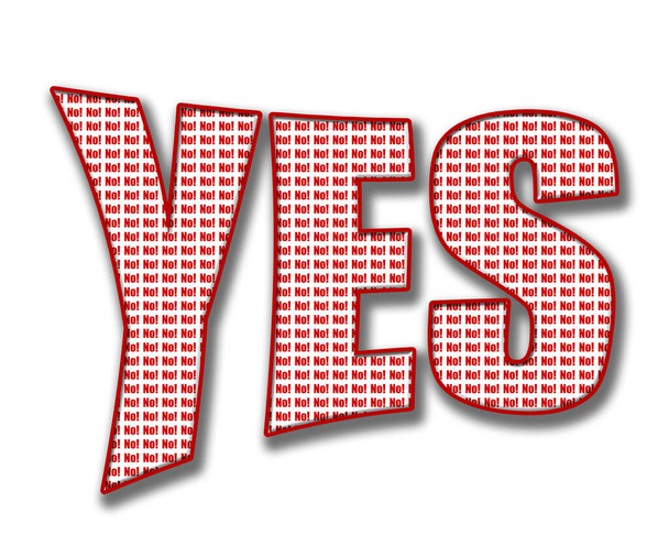 Znak "tak" i "nie" przedstawiający dwuznaczność - Zdjęcie, obraz