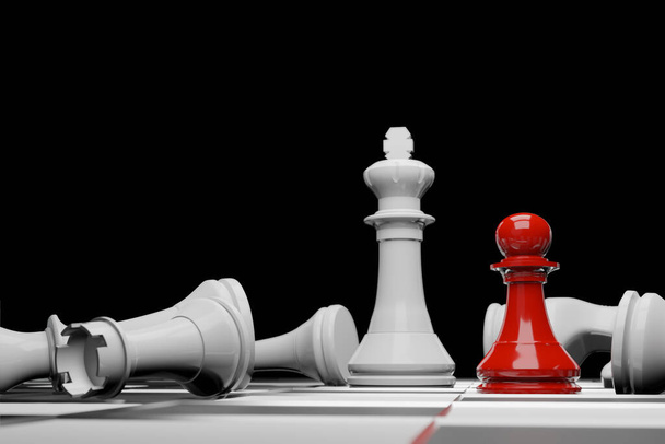 Σκάκι επιτραπέζιο παιχνίδι, επιχείρηση ανταγωνιστική έννοια, αντίγραφο χώρο 3D απόδοση - Φωτογραφία, εικόνα
