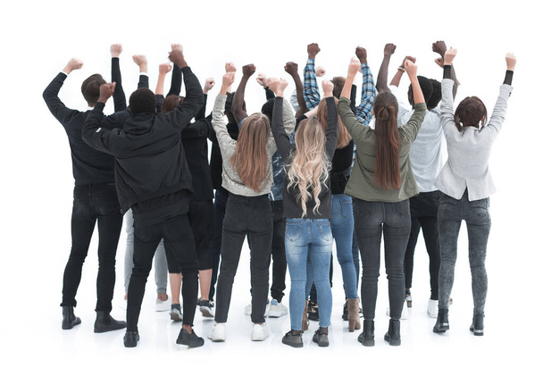 group of young people arms up - Foto, Bild