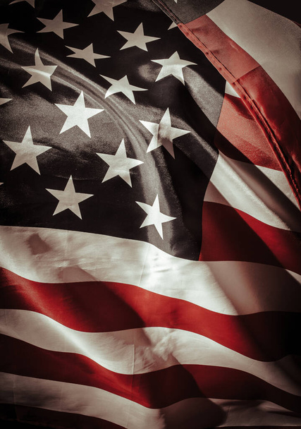 Close up shot of waved flag of United States of America - Фото, зображення