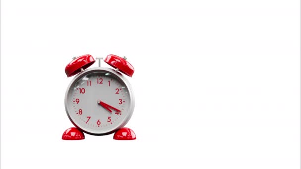 3D rendering alarm clock on a white background.Time to wake up. - Footage, Video