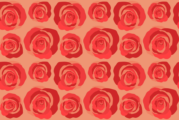 Abstract red background composition with rose flowers in motley colors, splashes, doodles and stylized flowers. Summertime floral seamless pattern. - Photo, image