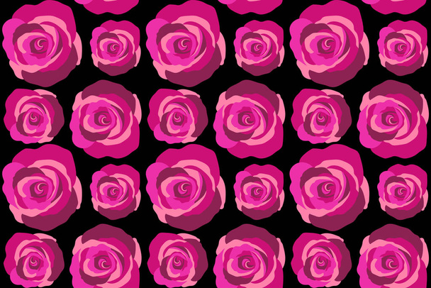 Vintage τριαντάφυλλα ακουαρέλα. Χειροποίητο σχέδιο χωρίς ραφή σε φούξια χρώματα. - Φωτογραφία, εικόνα