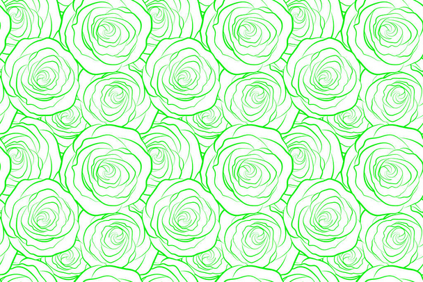Background of a green painted roses silhouette. Floral seamless pattern. - Photo, Image