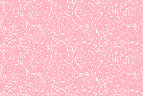 単色抽象ピンクスタイルのバラのシルエットとシームレスなパターン. - 写真・画像