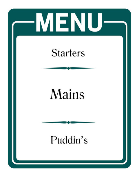 Uma placa de menu simples café com espaço de cópia em verde e branco
 - Foto, Imagem