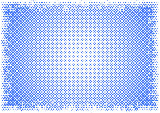 Ein schlichter Hintergrund im Retro-Stil mit halbtonem Punktemuster in Pastellblau mit weißem Rand - Foto, Bild