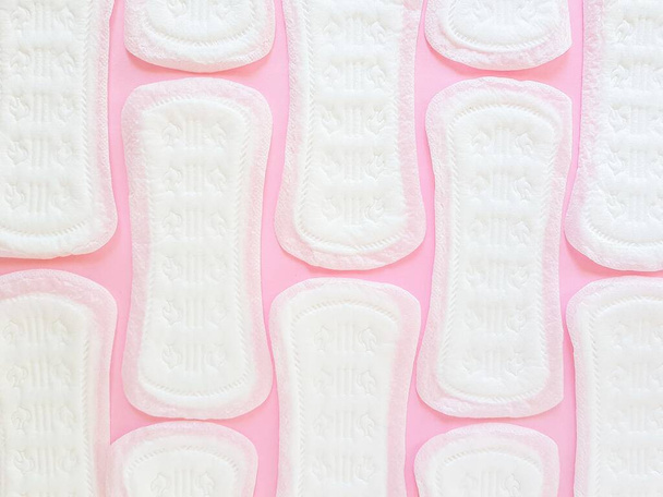 Intimate hygiene womens accessories. Daily sanitary pads. Menstrual cycle. - 写真・画像