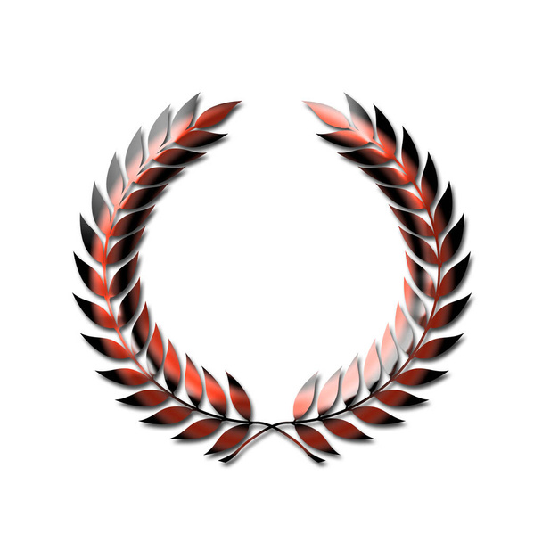 An abstract laurel wreath symbol in red isolated on a white background - Photo, Image