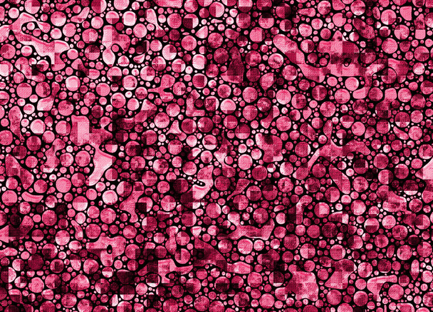 A trendi grunge absztrakt művészeti háttér véletlenszerű körök és formák egy texturált vászon piros - Fotó, kép
