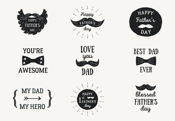 Happy Fathers Day Banners or Badges. Stories Overlay Set. Retro Style. Vector Design - Vector, Imagen