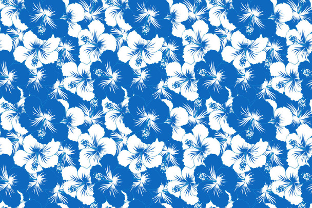 Colorful floral pattern. Hand drawn floral texture, blue and white decorative flowers. - Fotó, kép