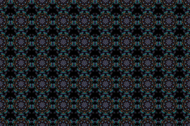 Damask seamless pattern element in blue colors. Classical luxury old fashioned damask ornament, royal victorian seamless texture for wallpapers, textile, wrapping. Exquisite floral baroque template. - Photo, Image