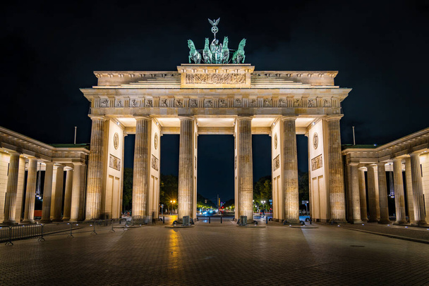 Berlin, Germany, Historical Landmark Brandenburg Gate at Night - Photo, Image