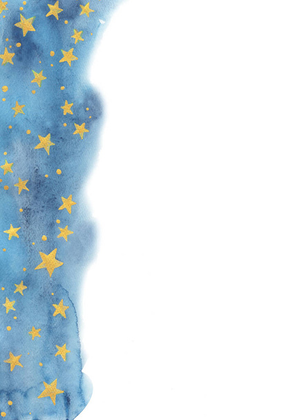 Ночное небо и золотая звезда акварель ручная роспись для украшения в зимний сезон и Chritsmas праздник
. - Фото, изображение