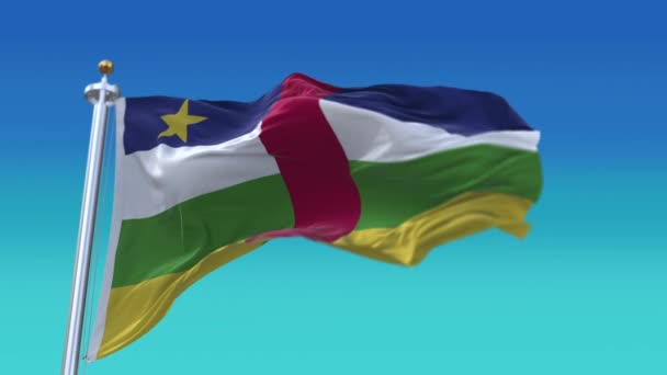 4k Centraal-Afrikaanse Republiek Nationale vlag rimpels hemel naadloze lus achtergrond - Video