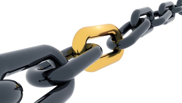 cadena de eslabón negro dorado - 3d renderizado
 - Foto, imagen