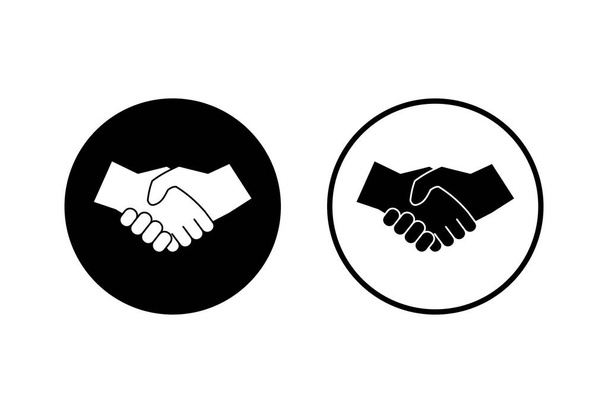 Handshake-Symbole auf weißem Hintergrund. Geschäftlicher Händedruck. Vertragsabschluss. Vertrauen Sie Icon-Vektor. Deal. Geschafft. Partnerschaft - Vektor, Bild