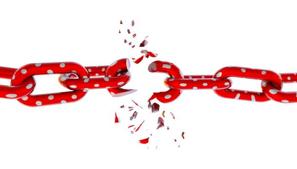 красная цепь разорвать развод эмоции изолированы - 3d рендеринг
 - Фото, изображение