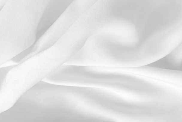 white fabric texture background, crumpled fabric background with soft waves - Fotografie, Obrázek