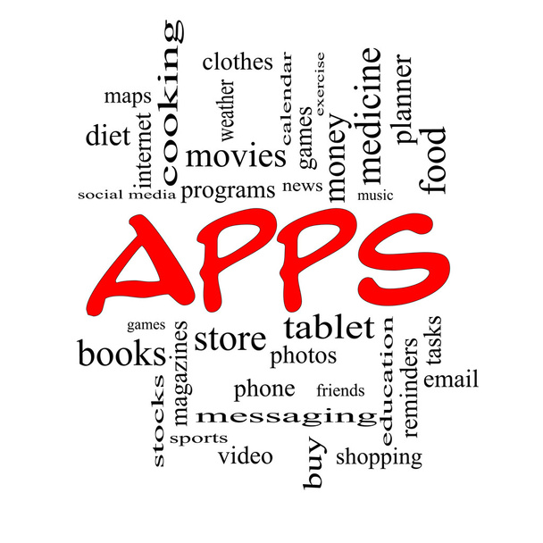 apps szó felhő fogalmát a piros paprika - Fotó, kép