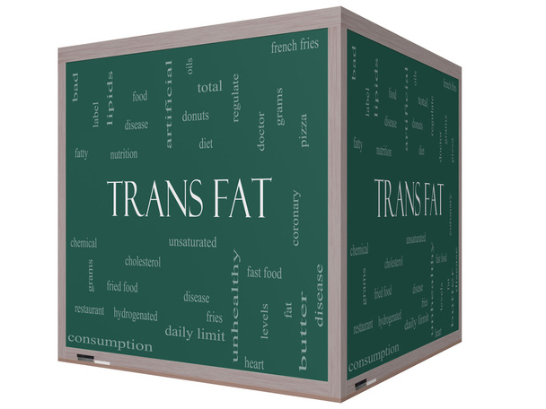 Trans grasso concetto di Word Cloud su una lavagna 3D Cubo
 - Foto, immagini