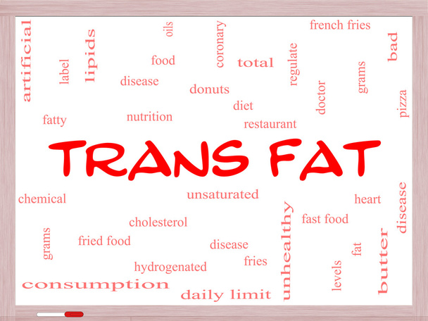Trans Fat Word Cloud Concept on a Whiteboard - Photo, Image