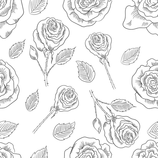 rose flowers seamless pattern background. Tender beautiful lowers. - Vector, Image