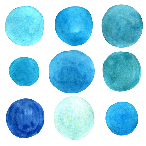 Aqua Menthe conjunto de círculos de acuarela
 - Foto, Imagen