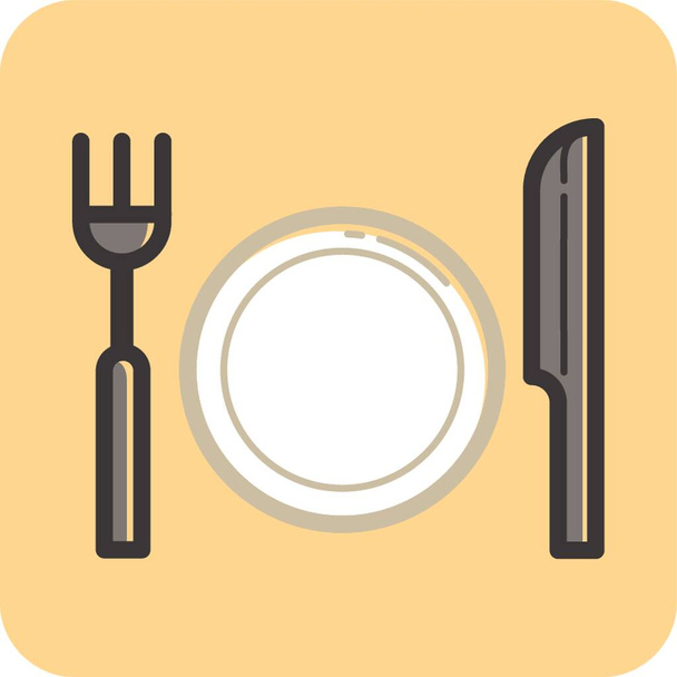 plate, fork and knife - Vetor, Imagem