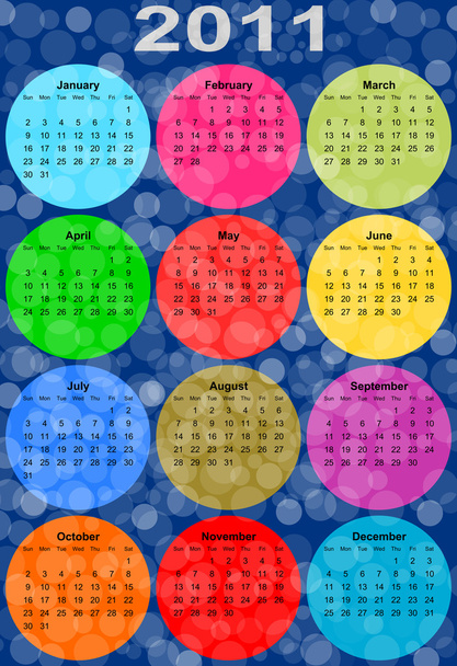 2011 colorful funny calendar illustration - Фото, изображение