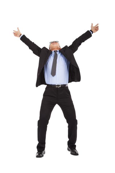 happy businessman raise arms up to celebrate - Photo, Image