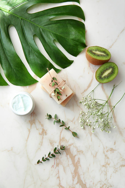 Natural cosmetics with ingredients on table - Photo, Image