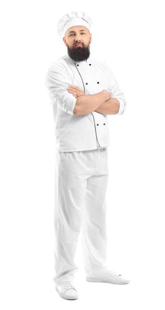 Handsome male chef on white background - Foto, afbeelding