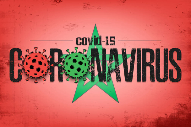 Marokon lippu kanssa coronavirus covid-19 - Vektori, kuva