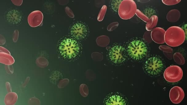 latające krwinki z koronawirusem - Materiał filmowy, wideo