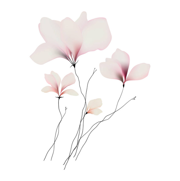 flowers illustration watercolor print design template delicate pastel color  - Foto, Imagen