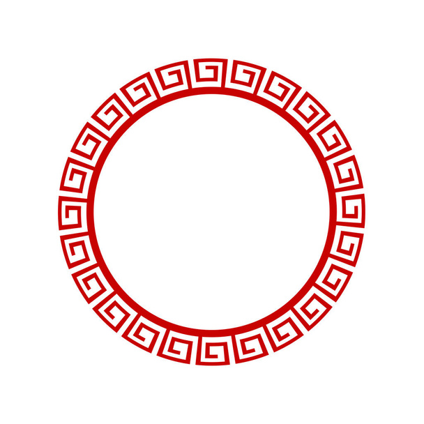 Dekorativní kulatý rám pro design s čínskou ozdobou. Kruhový rám. Šablona pro tisk karet, pozvánek, knih, pro textil, gravírování, dřevěný nábytek, kování. Vektor. - Vektor, obrázek
