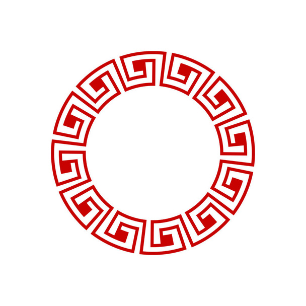 Decorative round frame for design with chinese ornament. Circle frame. Template for printing cards, invitations, books, for textiles, engraving, wooden furniture, forging. Vector. - Vector, Image