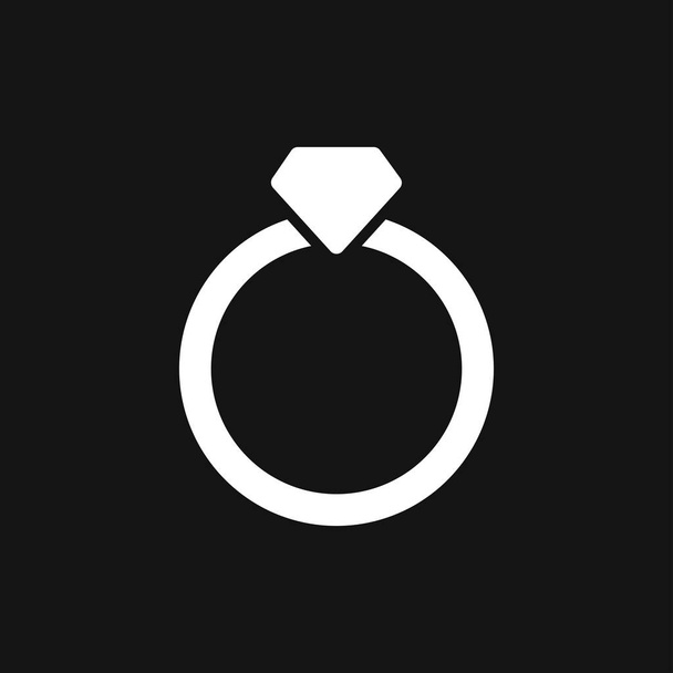 Ikona pierścionka, zaręczyny i obrączka. Projekt sztuki linii, Wektor płaska ilustracja - Wektor, obraz
