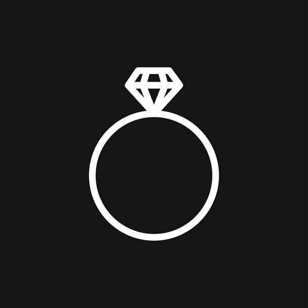 Ring icon, engagement and wedding ring. Line art design, Vector flat illustration - Vector, Image