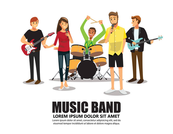 music band on stage - Vector, Image
